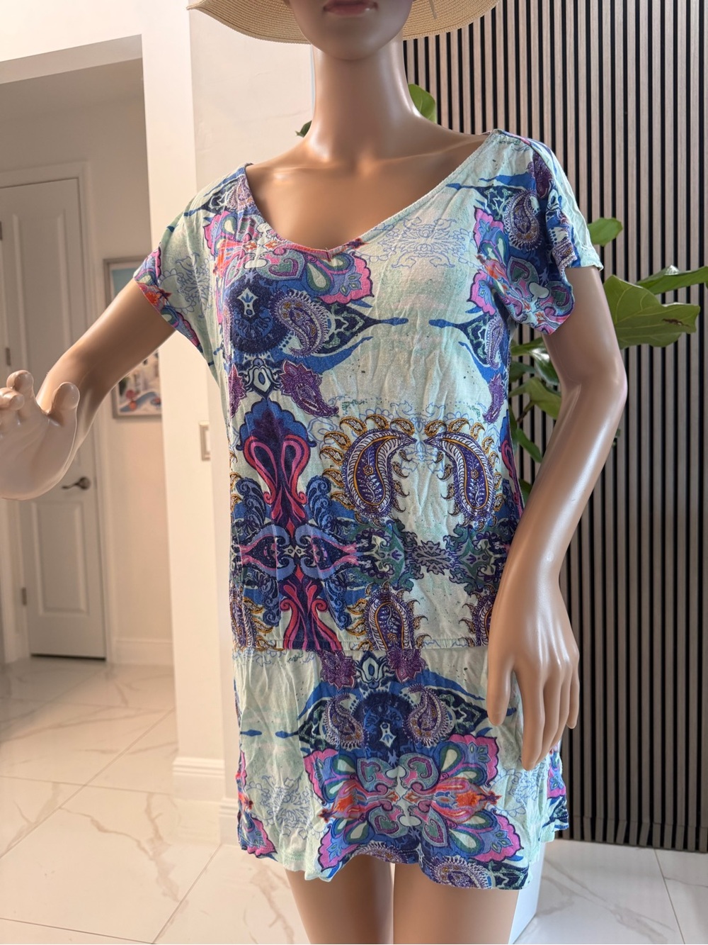 Lascana for Venus Women’s Blue & Purple Paisley Swim Cover-Up Tunic